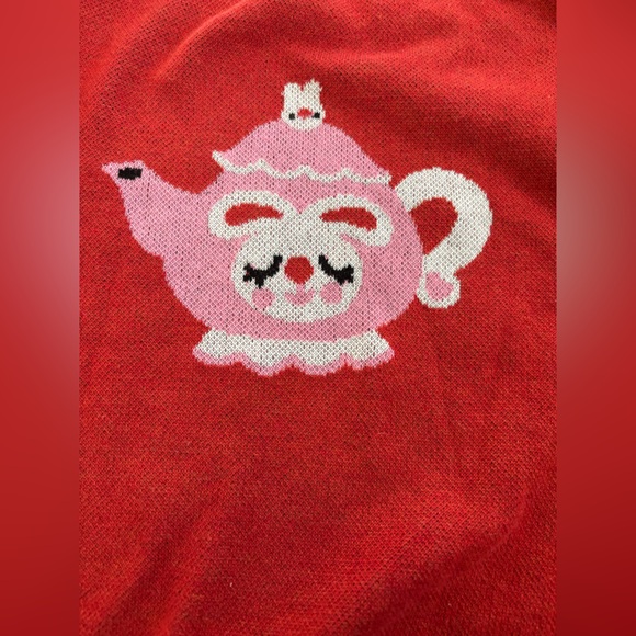 So-Lazo Pink & Red Tea Bunny Knit Sweater Extra-Large - Picture 4 of 9